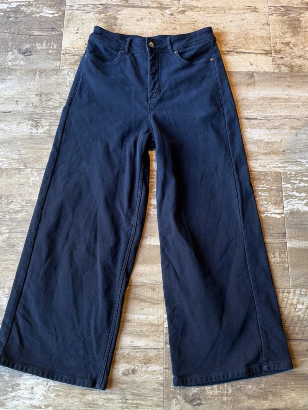 CALIA By Carrie Underwood Cropped Wide Leg Pants Dark Ocean Pockets Women’s 8